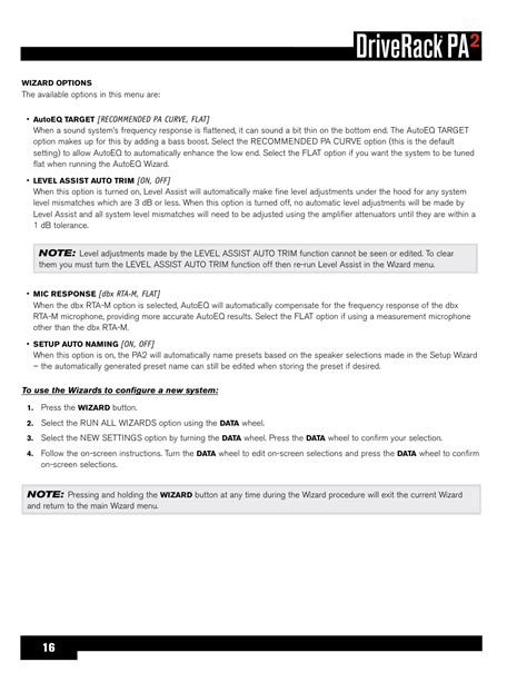 dbx DriveRack PA2 User Manual | Page 20 / 70