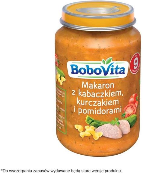 Bobovita Obiadek Makaron Z Kabaczkiem Kurczakiem I Pomidorami Po 9