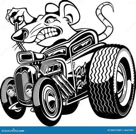 Cartoon Style Rat Driving A Custom Hot Rod Car Stock Vector Illustration Of Brown Life