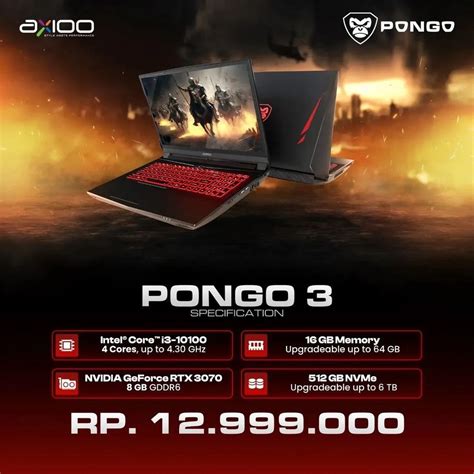 Jual Axioo Pongo 3 RAM 16GB 512GB 16 1Intel Core I3 RTX 3070