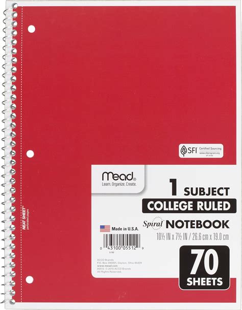 Amazon Mead Spiral Notebook Subject Graph Ruled Paper