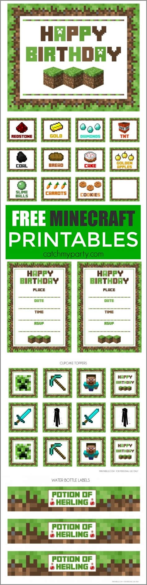 Minecraft Party Food Printables