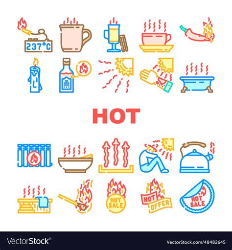 Hot Heat Cold Fire Icons Set Royalty Free Vector Image