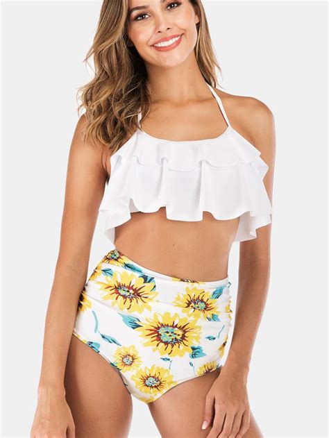Kvinder Halter String Top Blomstertryk H Jtalje Badet J Bikini