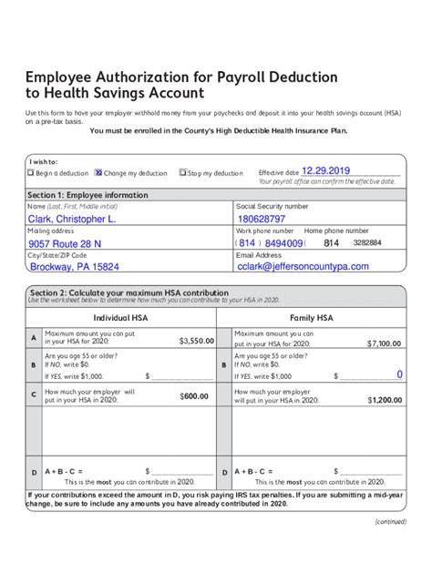 Fillable Online Employee Authorization For Payroll Deduction Fax