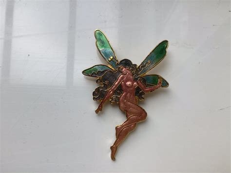 Vintage Fairy Brooch Gold Tone Enamel Naked Lady Faerie EBay
