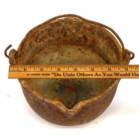 Antique Smelting Pot Signed Hood Tools Phila Pa G17 Lead Melting