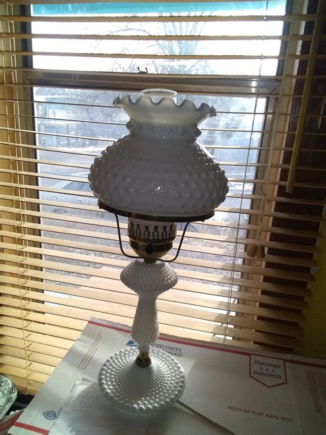 Tall Hurricane Hobnail Milk Glass Bedroom Table Lamp Etsy