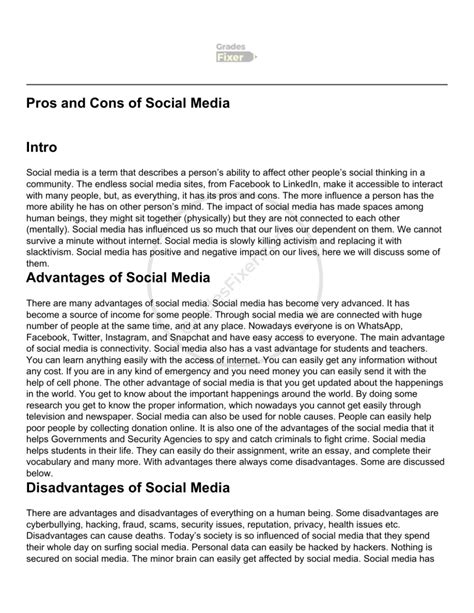 Pros And Cons Of Social Media