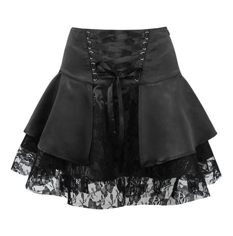 Black With Black Lace Gothic Skirt