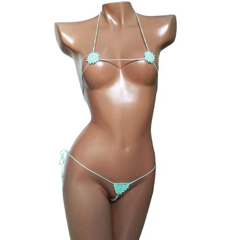 Amazon Crochet Micro G String Bikini Sexy Swimwear Tiny Crotchless Swimwear Extreme