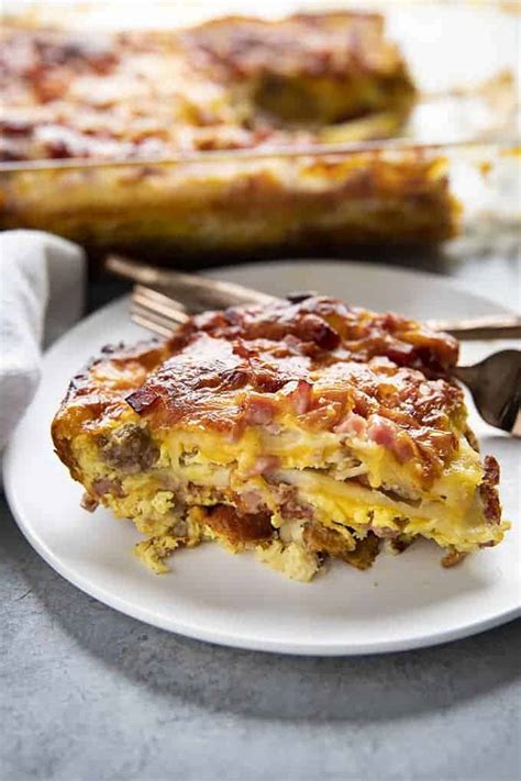 Stacked Tortilla Breakfast Casserole - The Salty Marshmallow