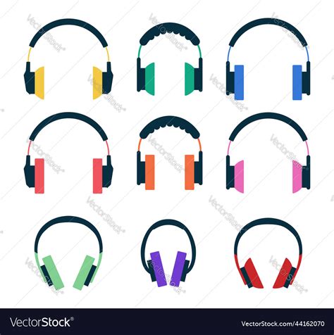 Flat Headphone Icons Royalty Free Vector Image