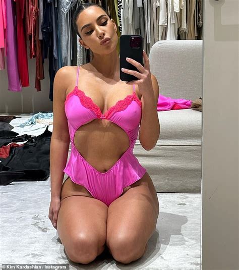 Kim Kardashian Poses In Valentine S Day SKIMS Lingerie Set Daily Mail