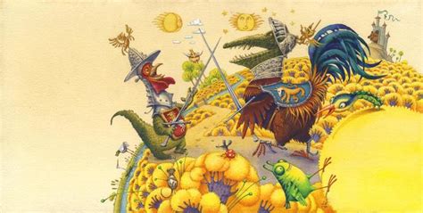 Иллюстрация Крокодил и Петух в стиле детский, книжная графика