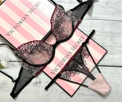 Victorias Secret Luxe Lingerie Unlined Mesh Embroidered Bra Set Love Letter Ebay