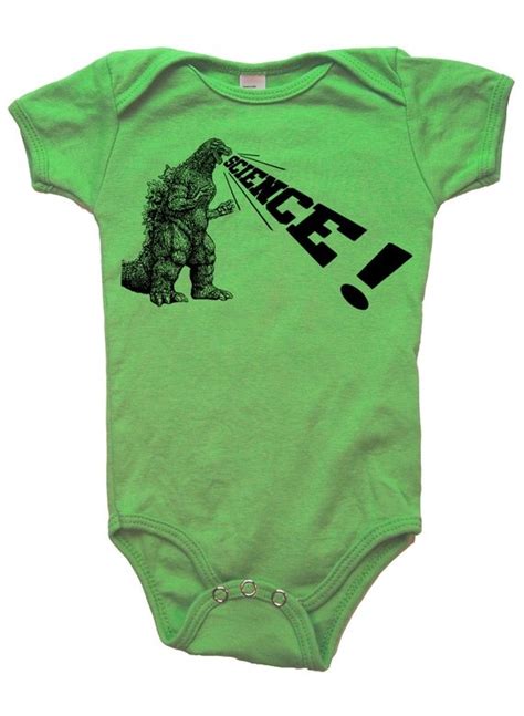 Baby Infant Onesie Godzilla Dinosaur Science Grass Green