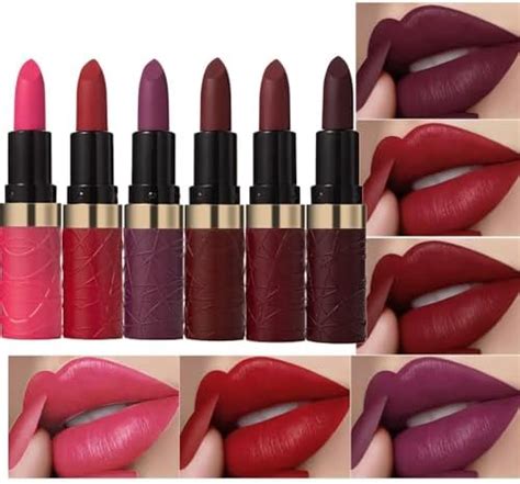 Amazon Pcs Nude Pink Dark Red Purple Wine Red Plum Matte Lipstick Set For Women Long