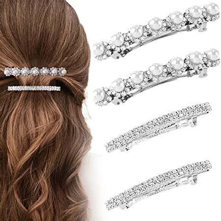 Amazon HINZIC 4Pcs Pearl Rhinestone Hair Clip Bling Sparkly