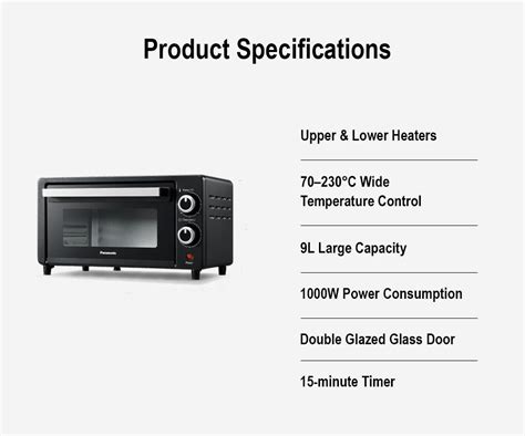 Panasonic NT-H900 Compact Toaster Oven (9L) NT-H900KSK Microwave Oven ...