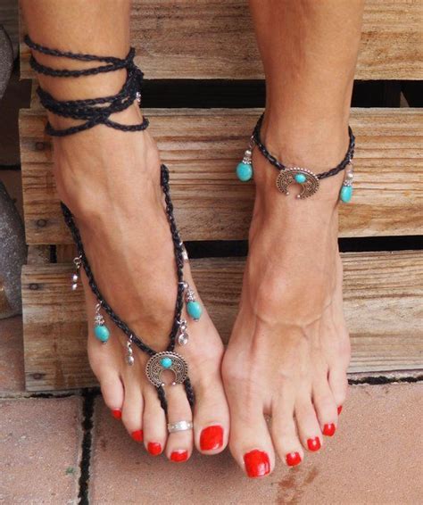 Boho Barfuss Sandalen Hippie Sandalen Zu Fu Schmuck Etsy Dedos De