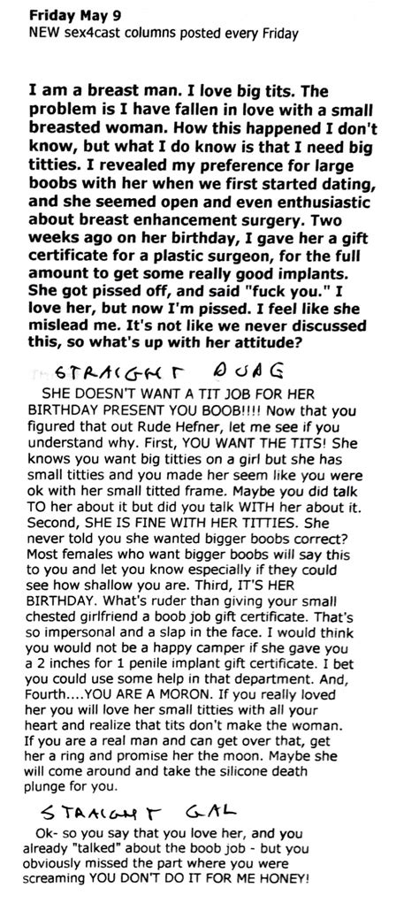 Sex Tycoon Sex Cast Agony Aunt Column Friday May Bad Gift Idea Timalderman