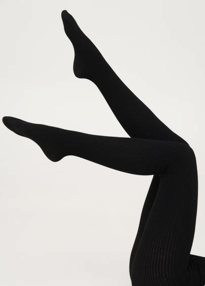 Колготки в рубчик из хлопка SHELL (1) black (черный) Giulia