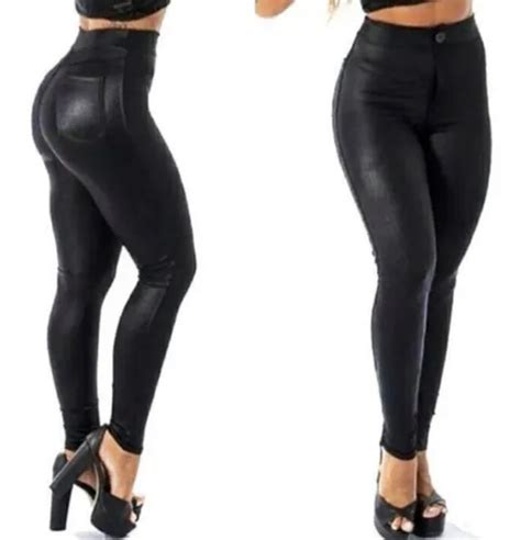 Cal A Legging Disco Hot Pants Moto Couro Fake Feminina Parcelamento Sem Juros
