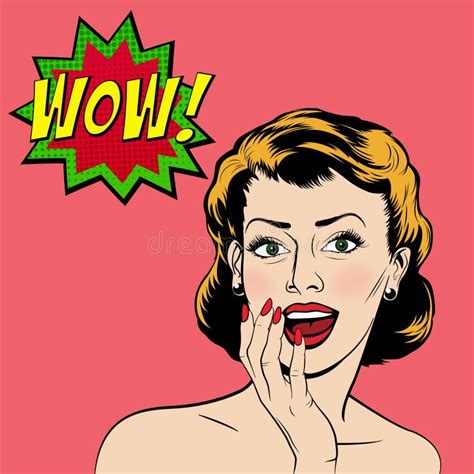 Vector Surprised Woman In The Pop Art Comics Style Stock Vector