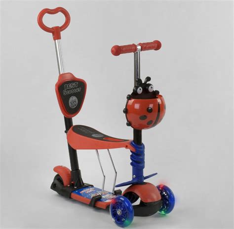 Самокат 5 в 1 Best Scooter Божа корівка 92059 Червоний / Синій (92059 ...