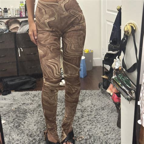 Naked Wadrobe Swirl Brown Leggings With Flair Slit Depop