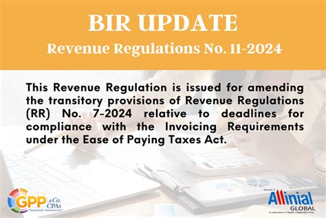 Revenue Regulations No 11 2024 G Pagaspas Partners And Co Cpas