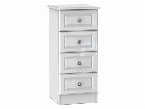 Welcome Pembroke White High Gloss 4 Drawer Narrow Chest Of Drawers