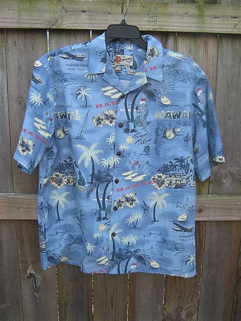 Vintage Hawaiian Shirt Blue Hilo Hatties Hawaiian Original Etsy