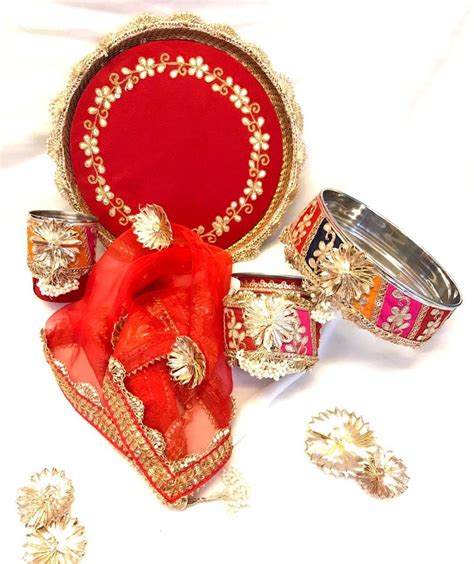 Indian Pooja Thali Karwachauth Thali Sets Indian Bride Etsy