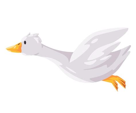 Premium Vector Flying Goose White Swan In Cartoon Vector Illustration