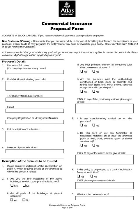 Editable Commercial Insurance Proposal Template Business Form