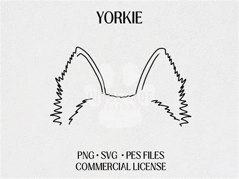 Yorkie Dog Ear Outline Svg Png Pes Digital Download For Cricut And