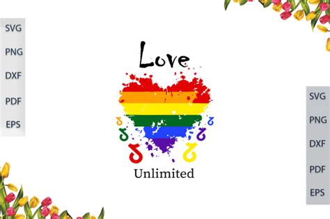 Lgbt Love Unlimited Heart Rainbow Gift For Parade Gay Lesbian Pride Ally Diy Crafts Svg Files