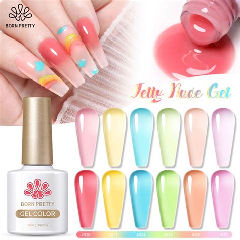 Born Pretty Ml Pcs Set Jelly Nude Gel Set Nail Art Polish Gel Uv Gel Translucent Semi