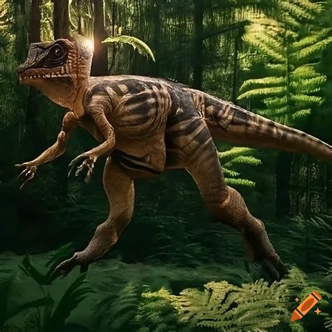 Pachycephalosaurus Walking In Forest Undergrowth With Warm Morning