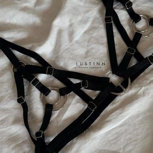 Lingerie Harness Bra MONNA With Nipple Rings Etsy
