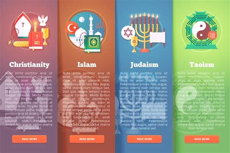 Premium Vector Set Of Religion Vector Flat Banners Religions And