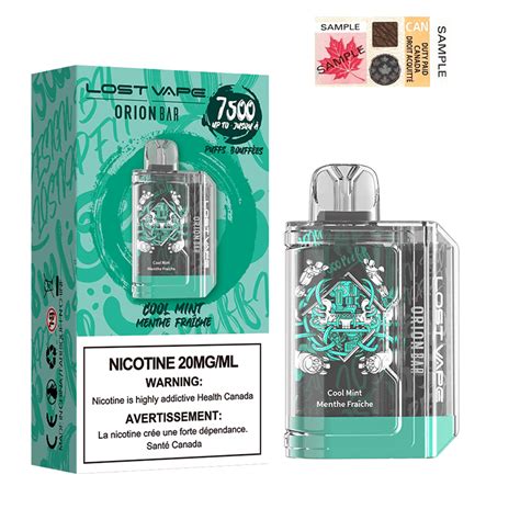 Lost Vape Orion Bar 7500 Puffs Rechargeable Disposable Vaping 20mgml Cool Mint Grab A Leaf