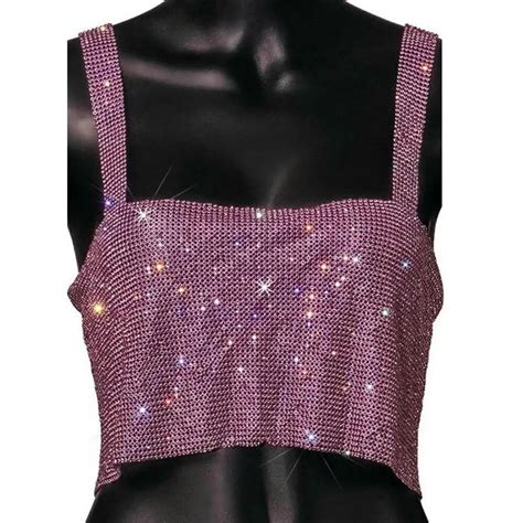 Gzhlonkima Bling Rhinestones Party Crop Top Solid Backless Straps Full