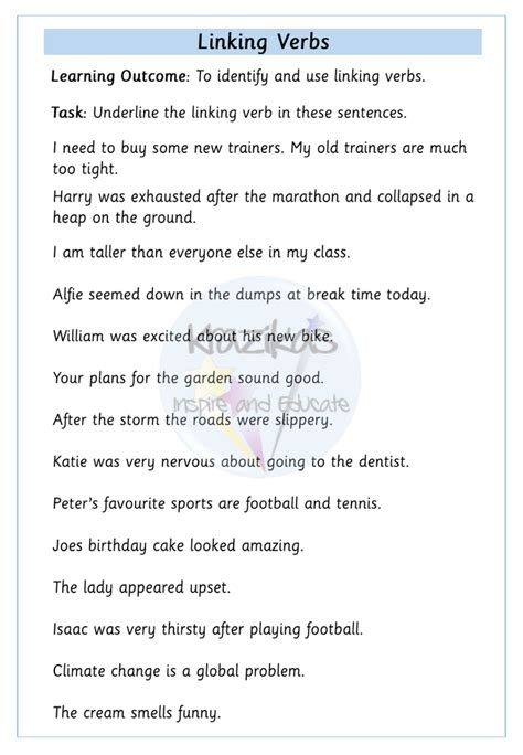 Linking Verbs - Inspire and Educate! By Krazikas