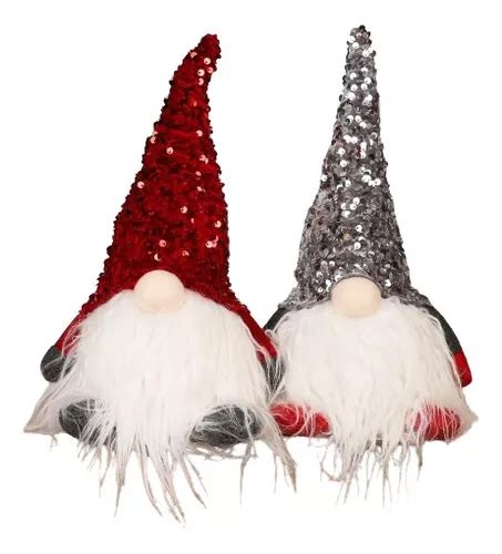 Gnomos De Navidad Con Luz Led Gorros De Lentejuela 2 Piezas Meses Sin