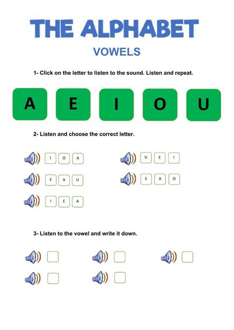 Vowels Interactive Exercise Live Worksheets