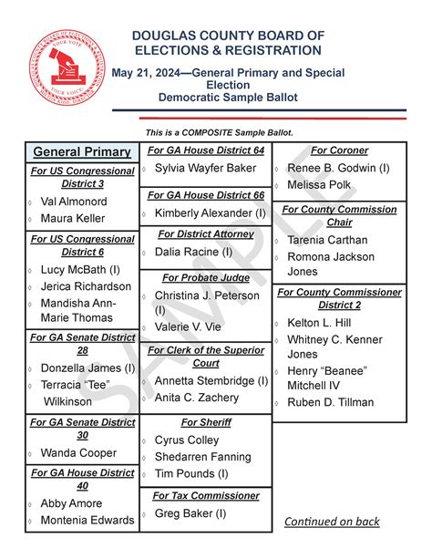 Sample Ballots Douglas County Ga