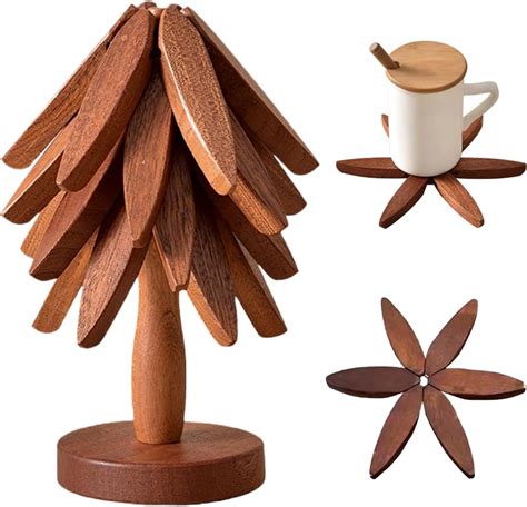 Wooden Trivets For Hot Dishes Tree Shape Trivet Set Wooden Trivets Stand Trivets For Hot